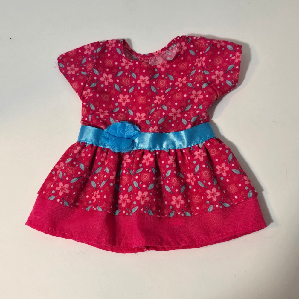 Girlfriends Pink Floral Doll Dress Blue Satin Ribbon Belt 18 Inch Doll Clothes